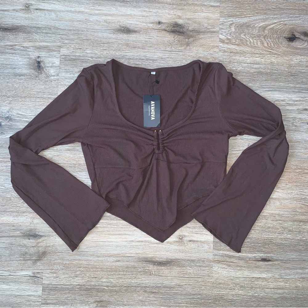 Avanova Asymmetrical Ribbed Cropped Top - Picture 11 of 15